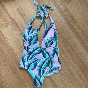 CupShe Pink Palm Print One Piece Swimsuit